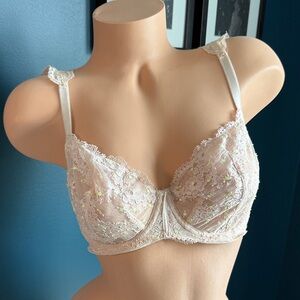 Victorias Secret Pink and Yellow Lace Underwire Bra - 32DDD